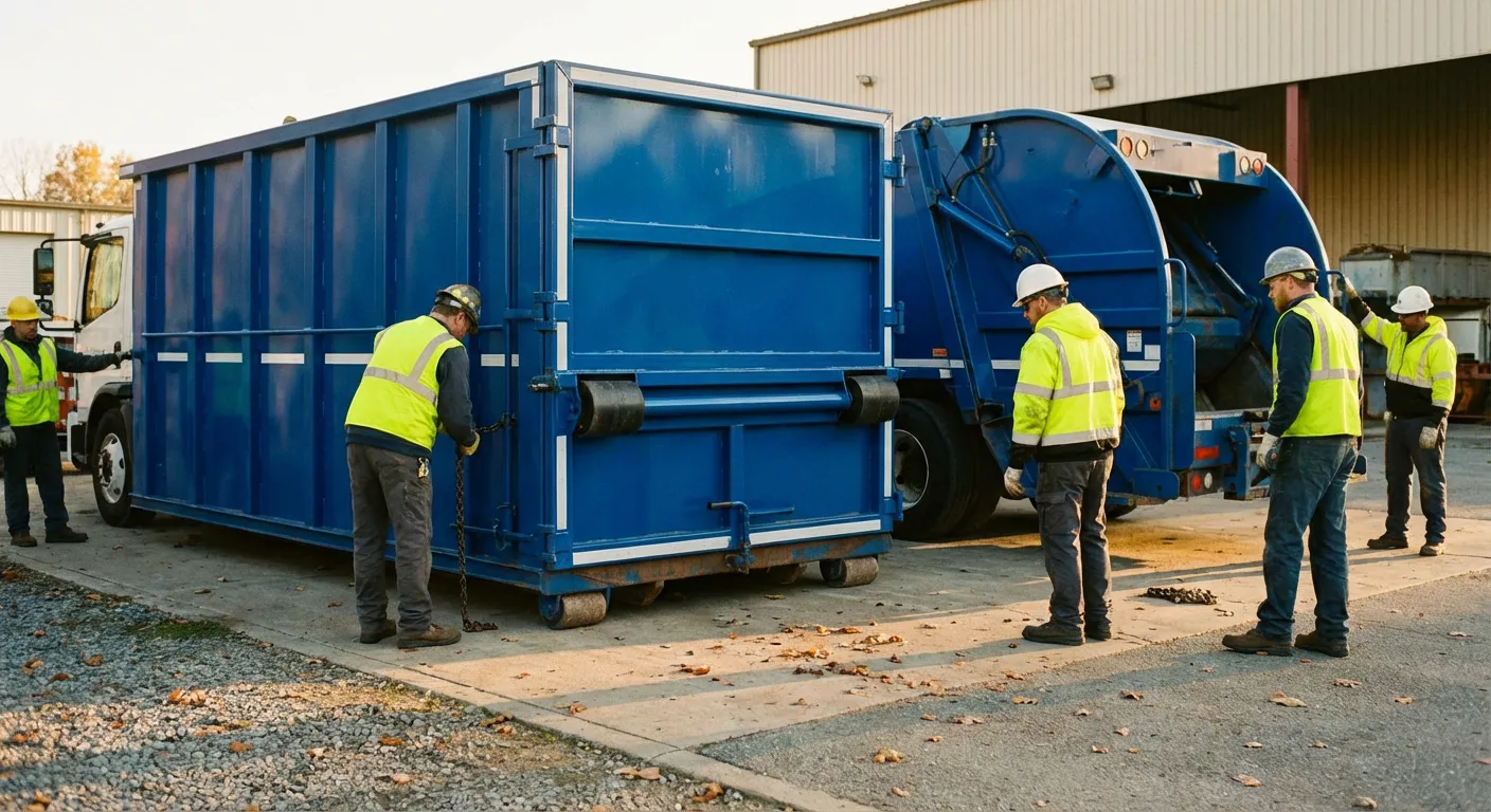 Roll-off dumpster loaded with construction debris in Midland, TX