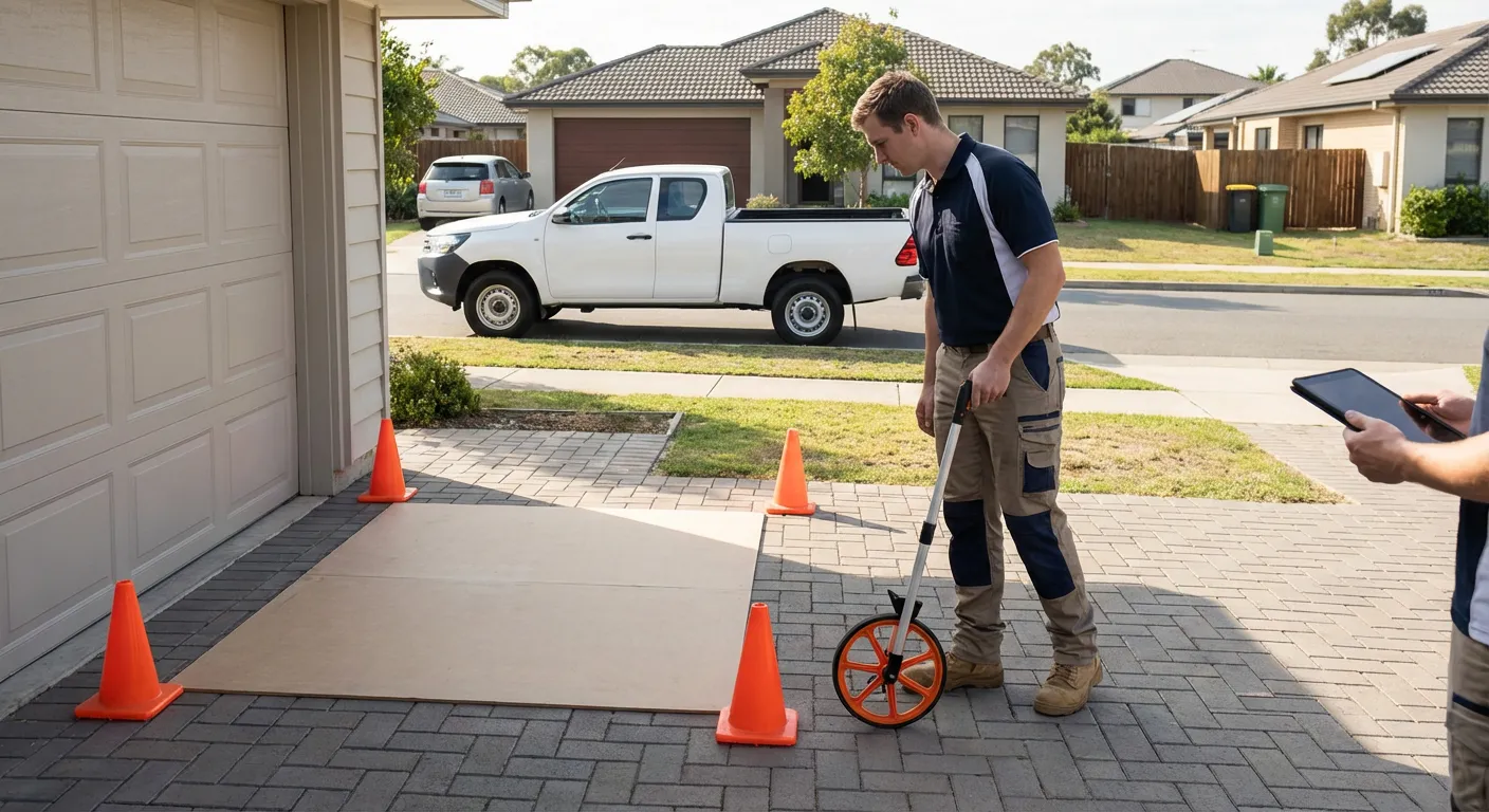 Site assessment for dumpster placement showing clearance requirements in Midland, TX