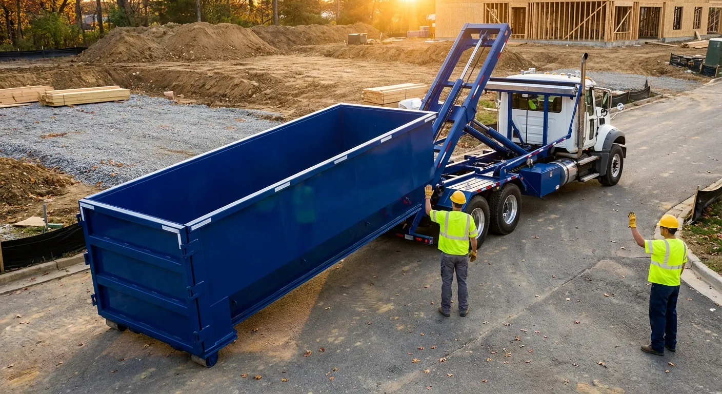Construction dumpster delivery truck in Midland, TX
