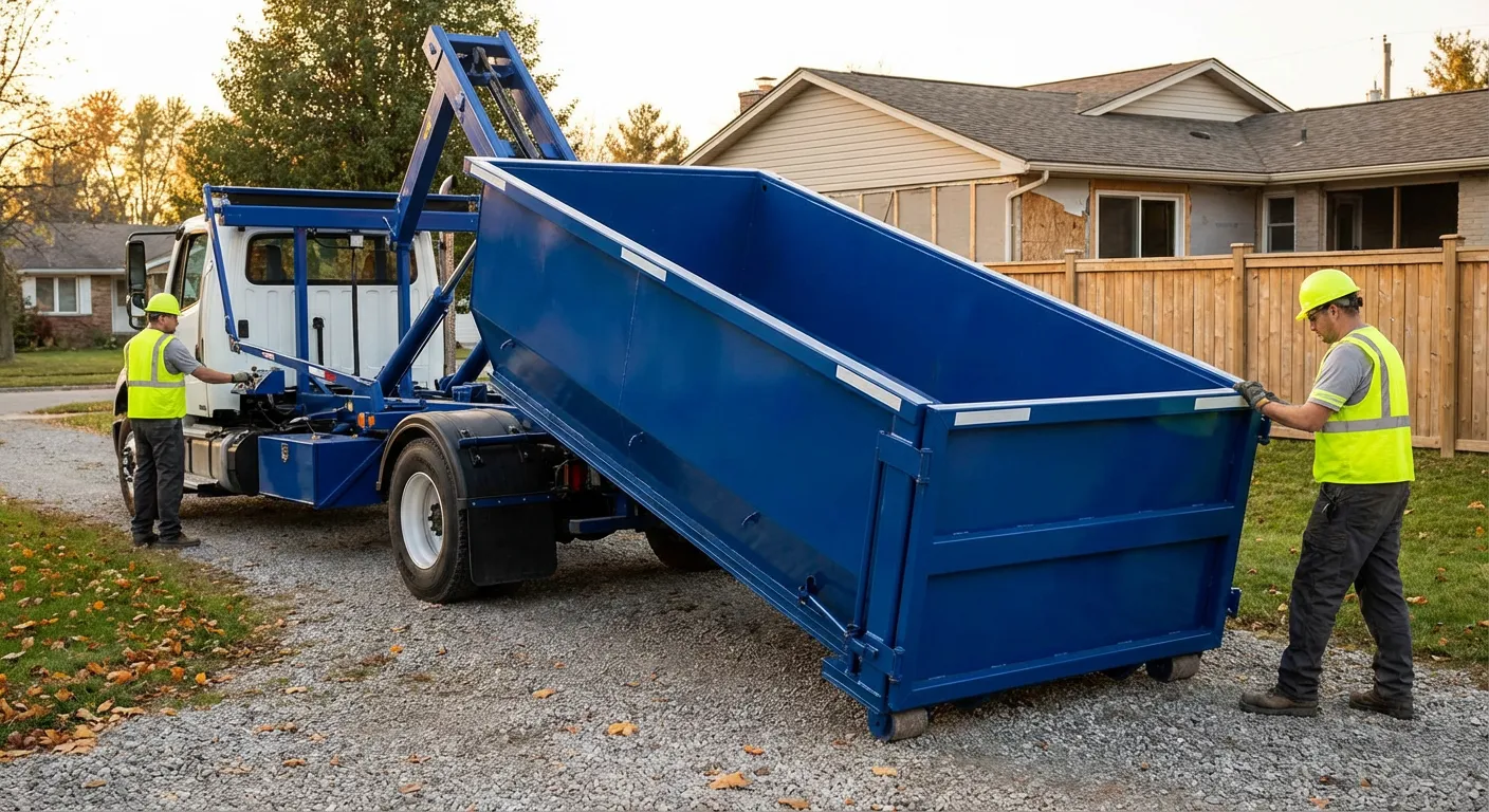 Roll-off dumpster rental delivery truck in Midland, TX